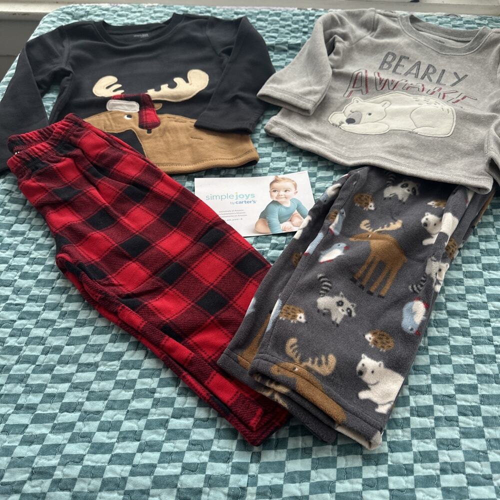 Carter’s Simple Joys 2T Fleece Pajama Sets (2) Boys New